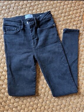 Frame Denim Black High Straight Jeans